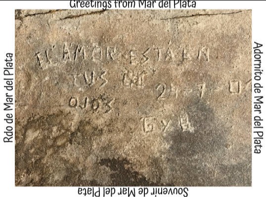 monumento natural tallas piedras mar del plata costa grafitti